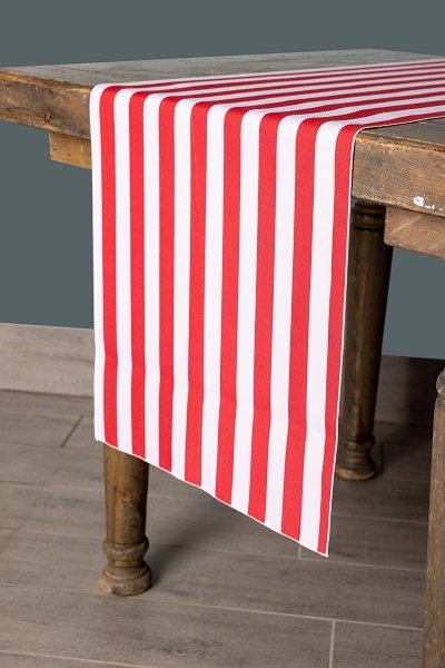 Specialty Stripe Red and White table runner